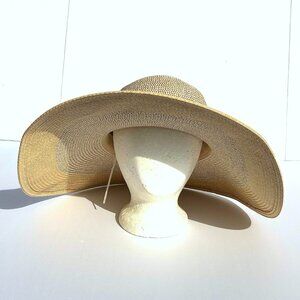 Women’s Renato Balestra Gold-Flecked Floppy Paper Straw Hat Italy
